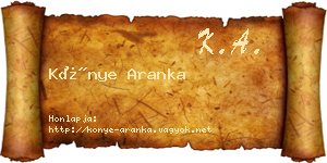 Könye Aranka névjegykártya